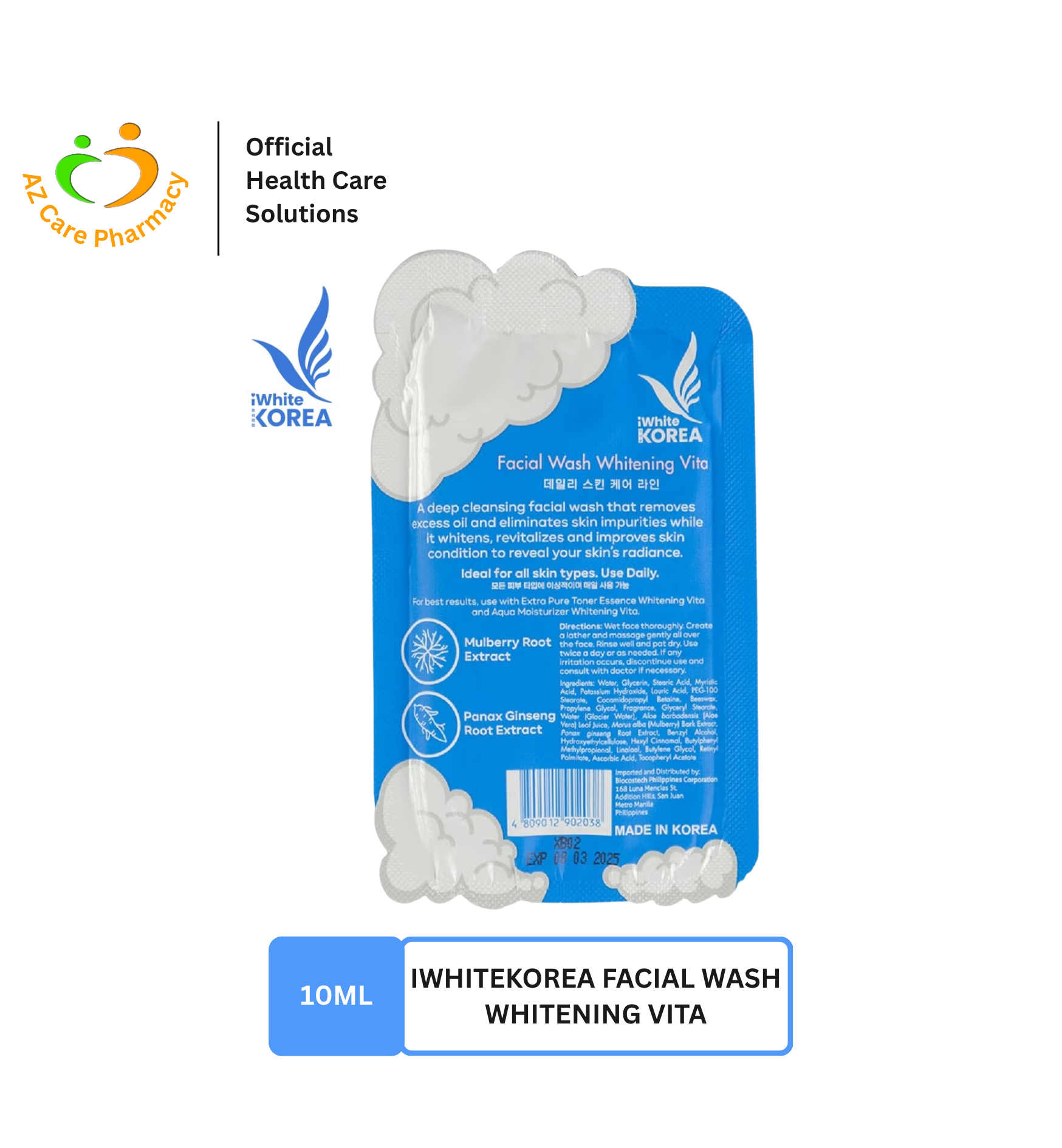 iWhiteKorea Facial Wash Whitening Vita 10ml (Trial Pack) - Image 2