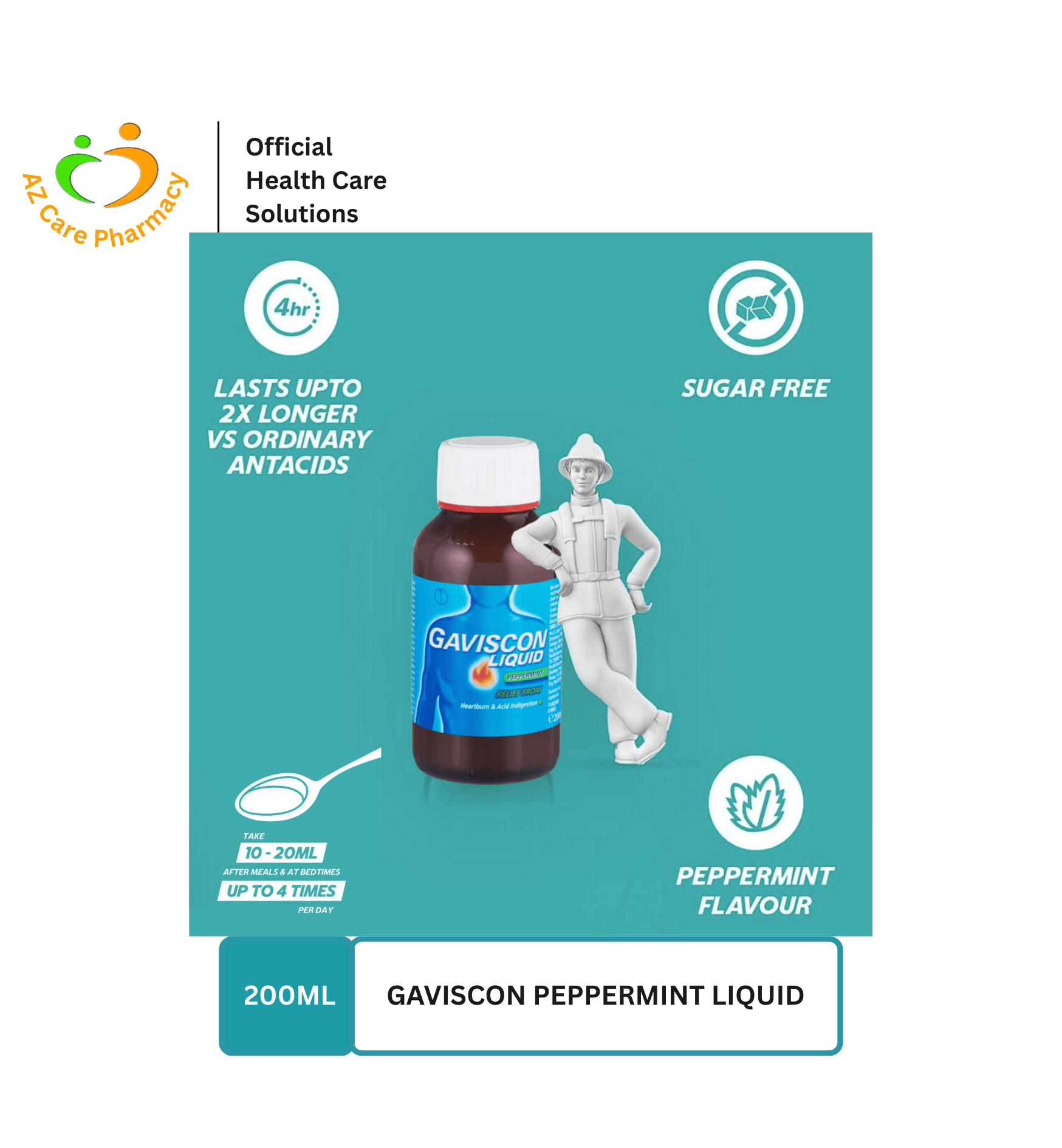 Gaviscon Peppermint Liquid 200ml - Image 3