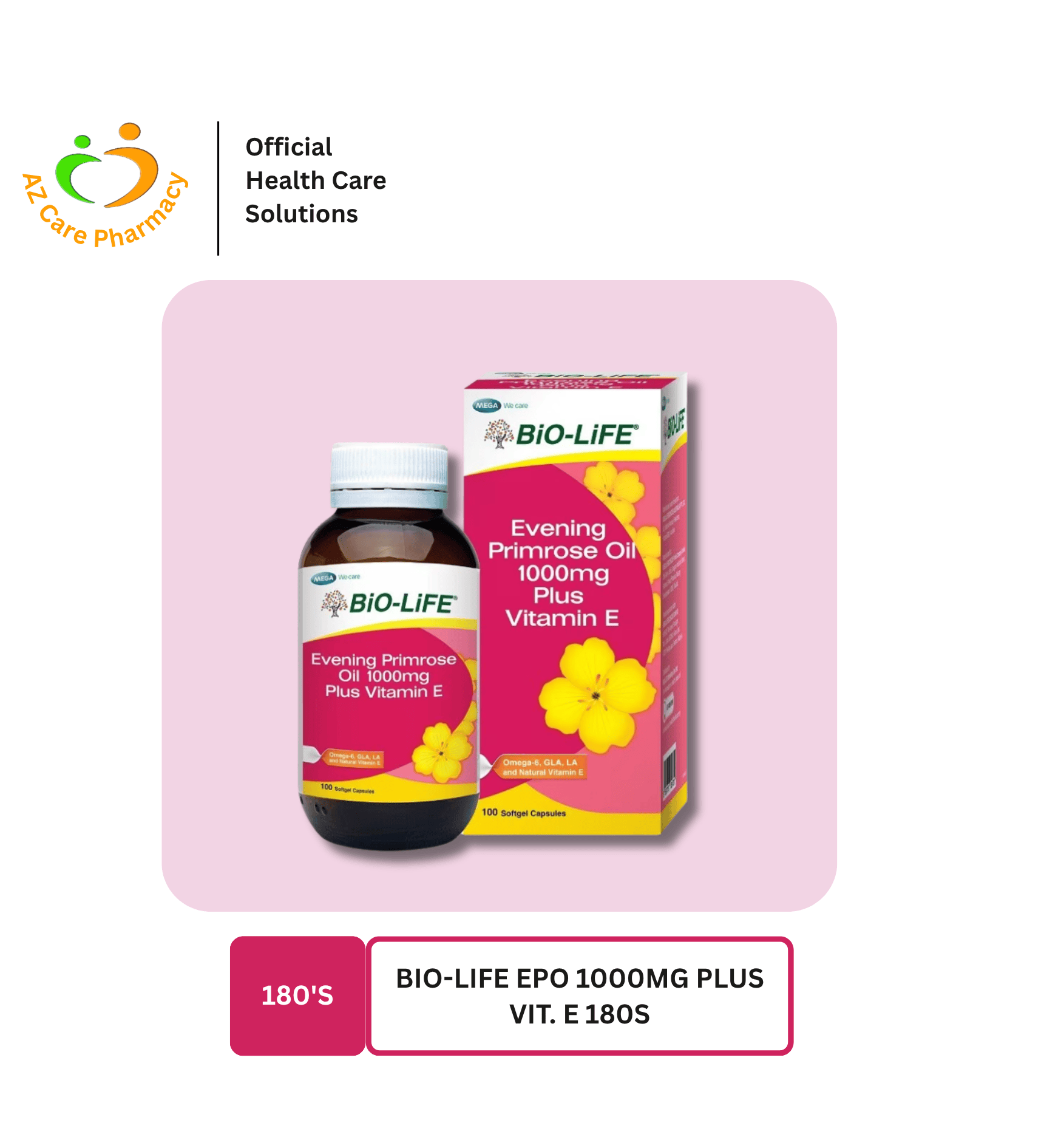 Bio-Life Evening Primrose Oil 1000mg Plus Vitamin E 180S