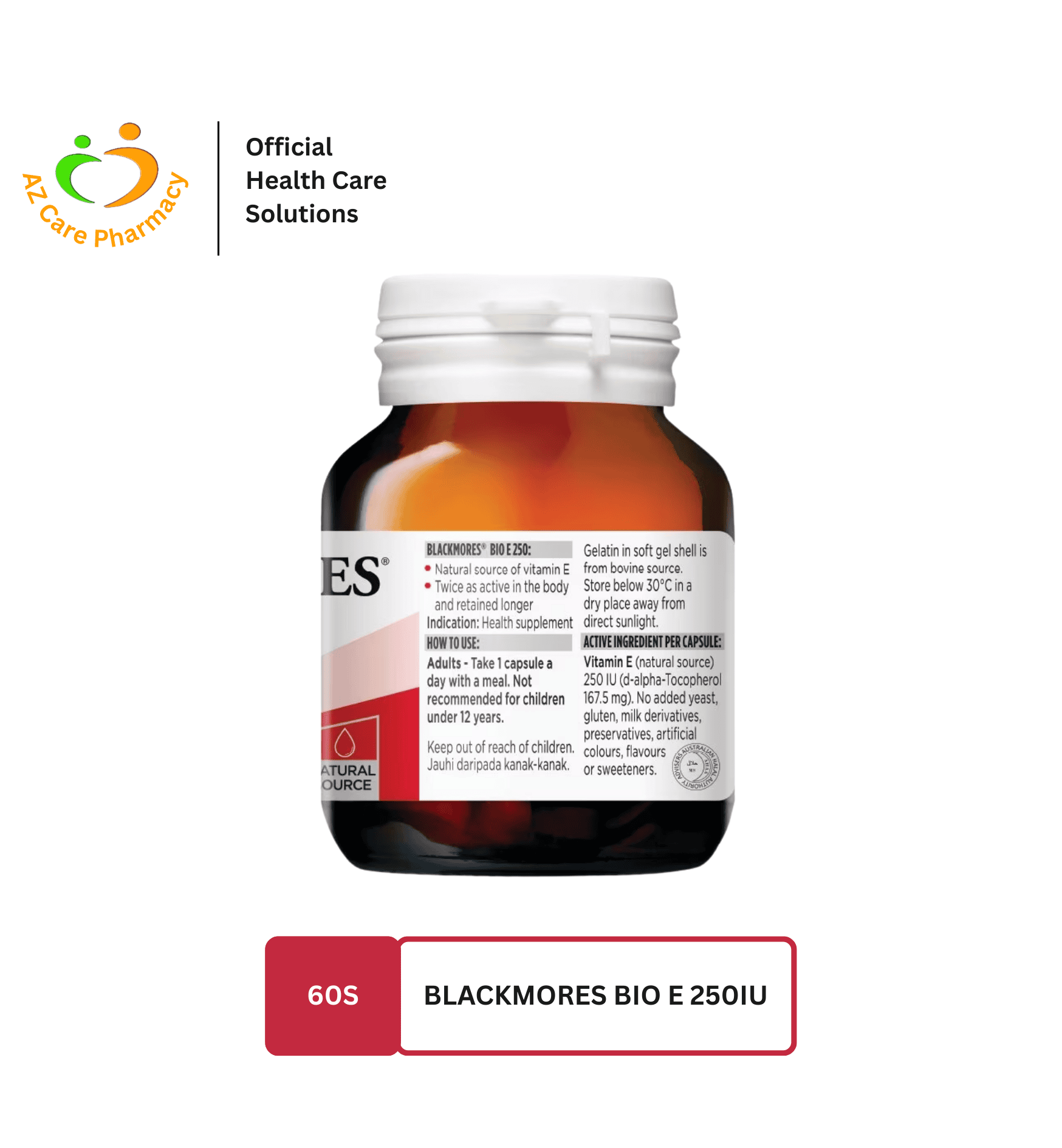 Blackmores Bio E 250IU 60S - Image 3