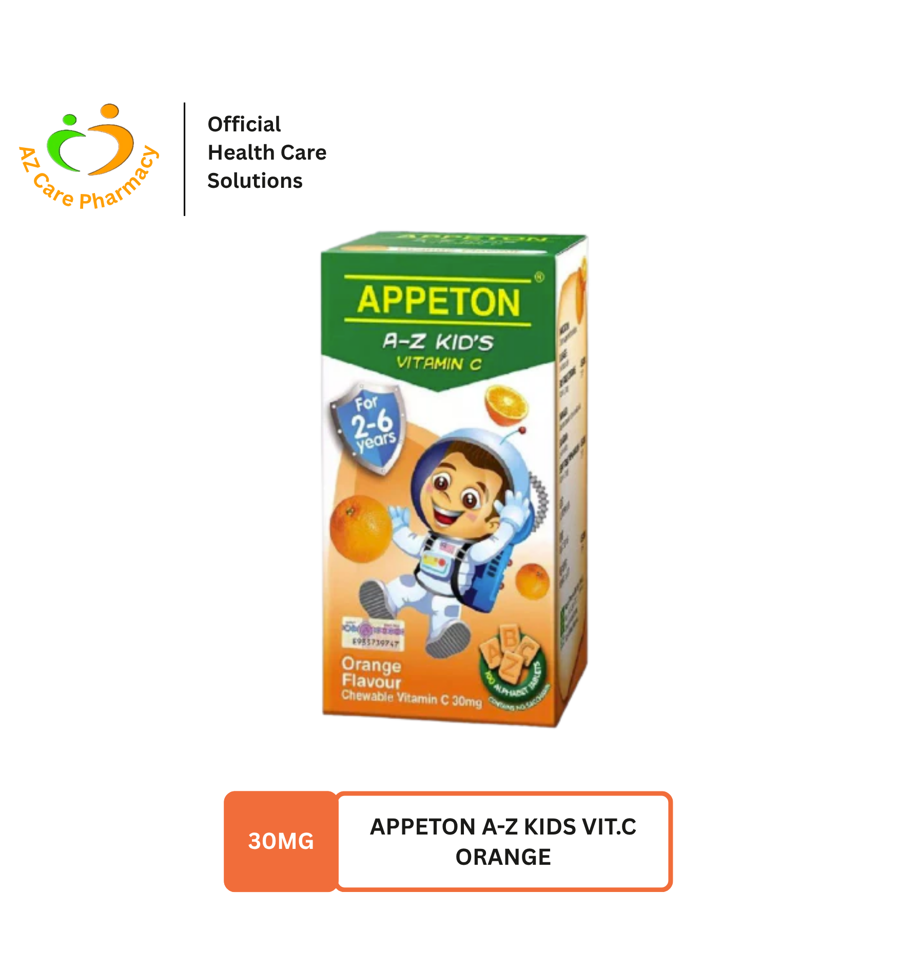 Appeton A-Z Kids Vit.C 30mg Orange 100S