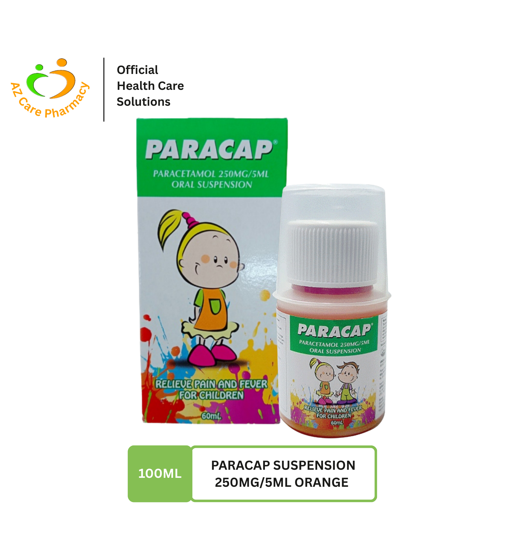 Paracap Suspension 250mg/5ml Orange 100ml - Image 2