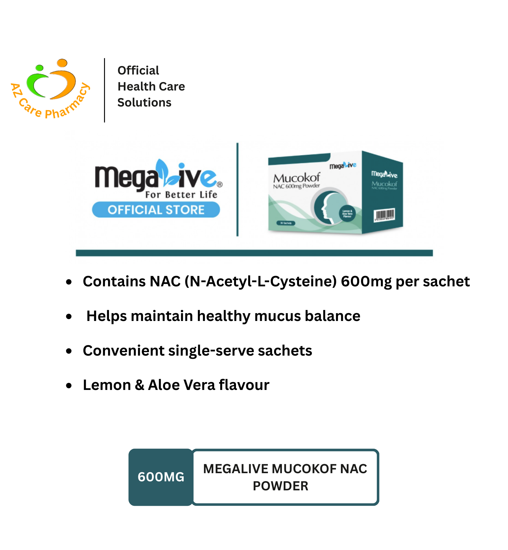 MegaLive Mucokof Nac 600mg Powder - Image 2