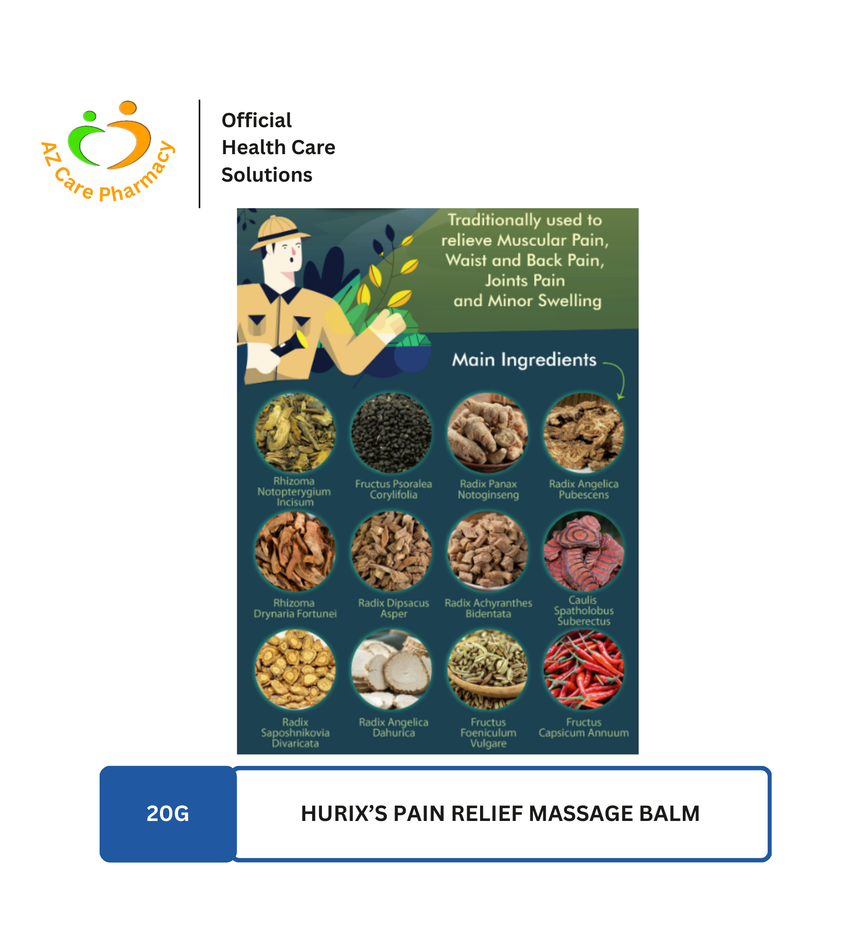 Hurixs Pain Relief Massage Balm 20g - Image 3