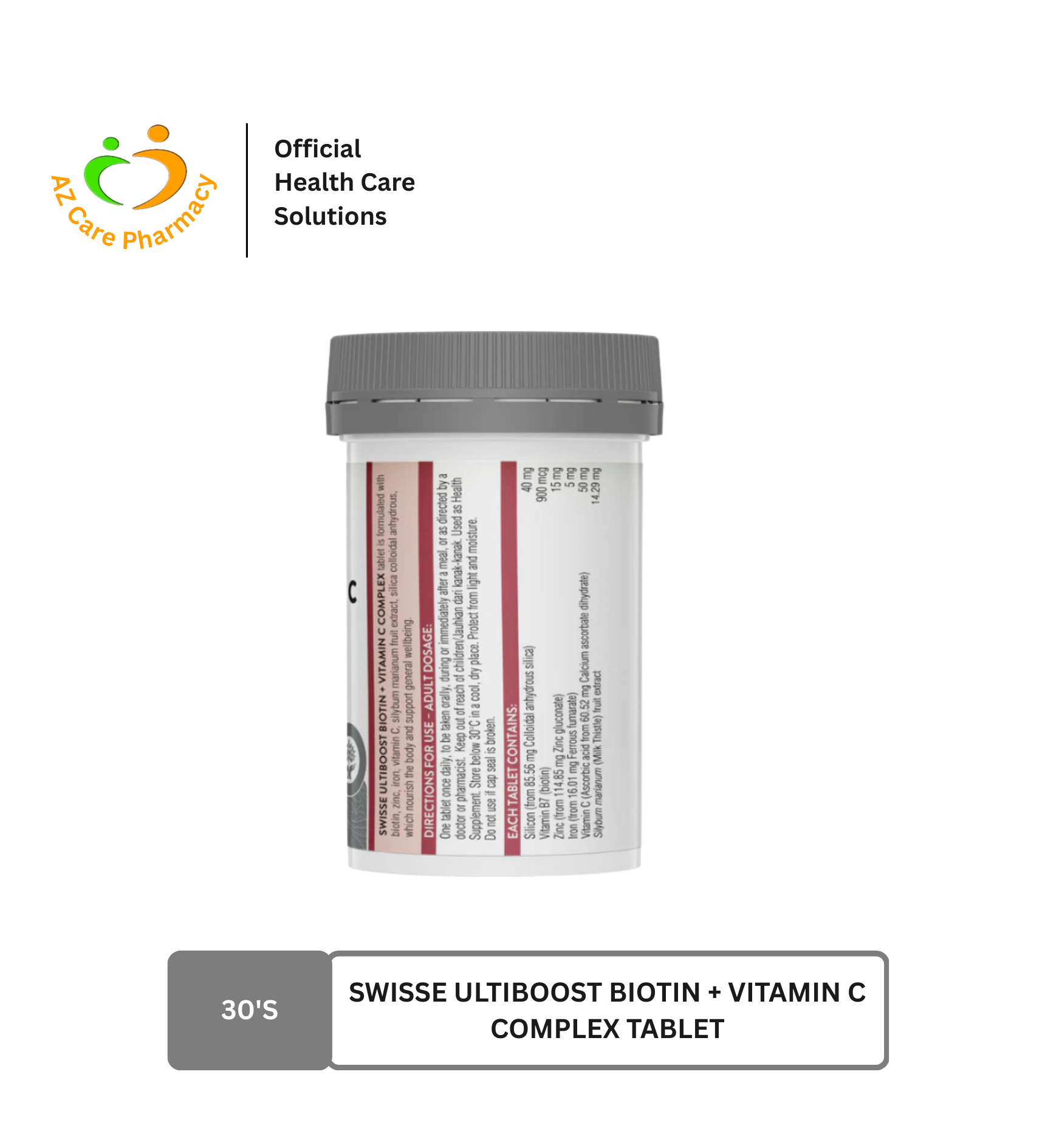 Swisse Ultiboost Biotin + Vitamin C Complex Tablet 30s - Image 3