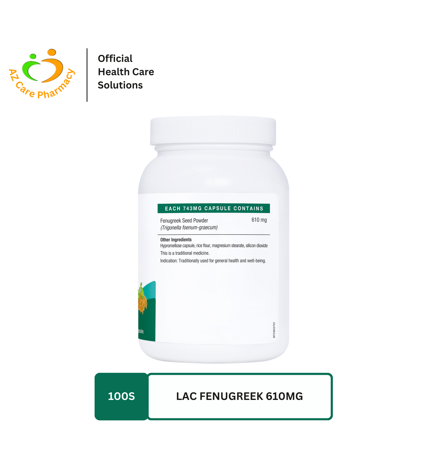 LAC Fenugreek 610mg Cap 100s - Image 2