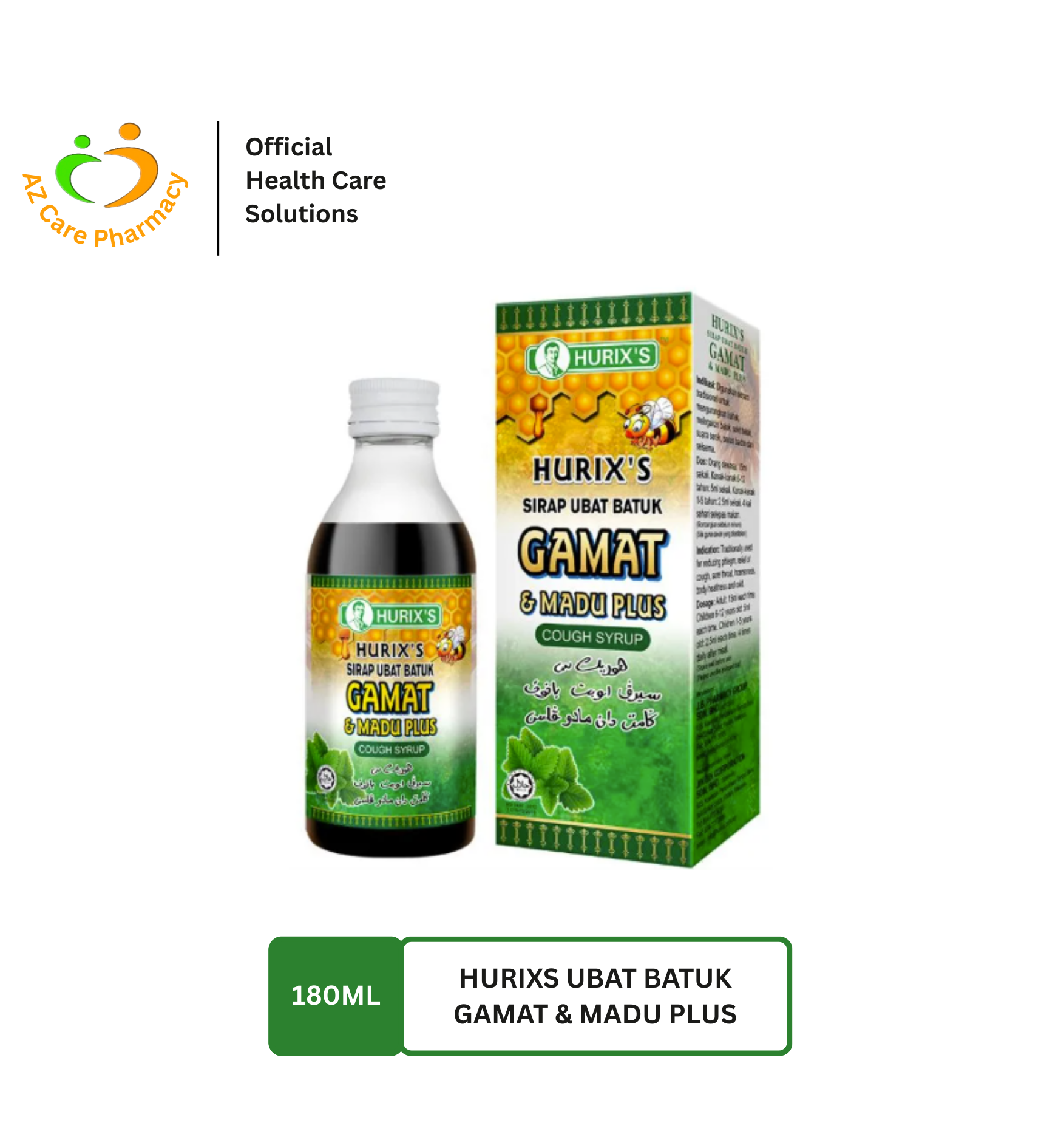 Hurixs Ubat Batuk Gamat & Madu Plus 180ml