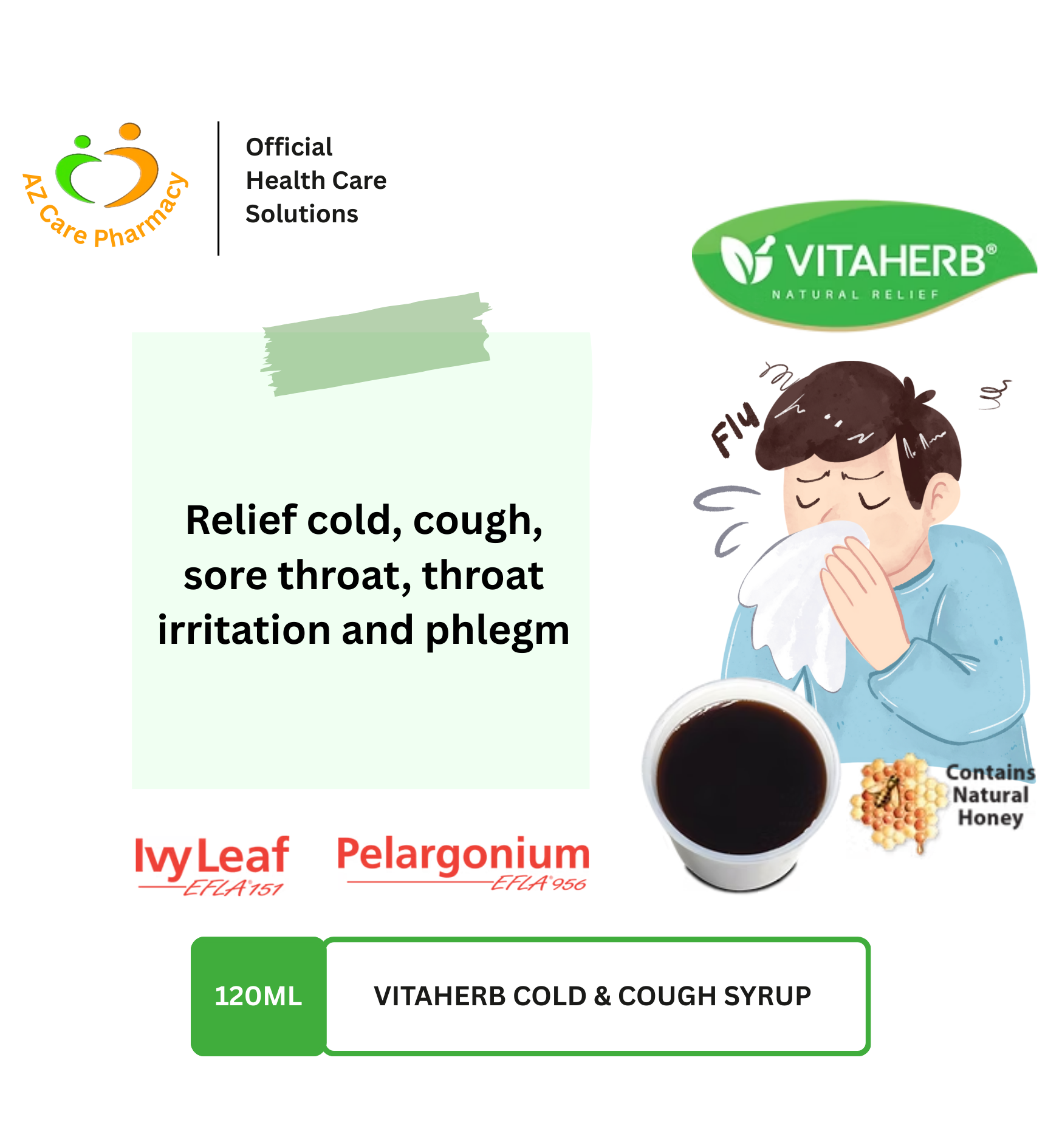 Vitaherb Cold & Cough Syrup 120ml - Image 2