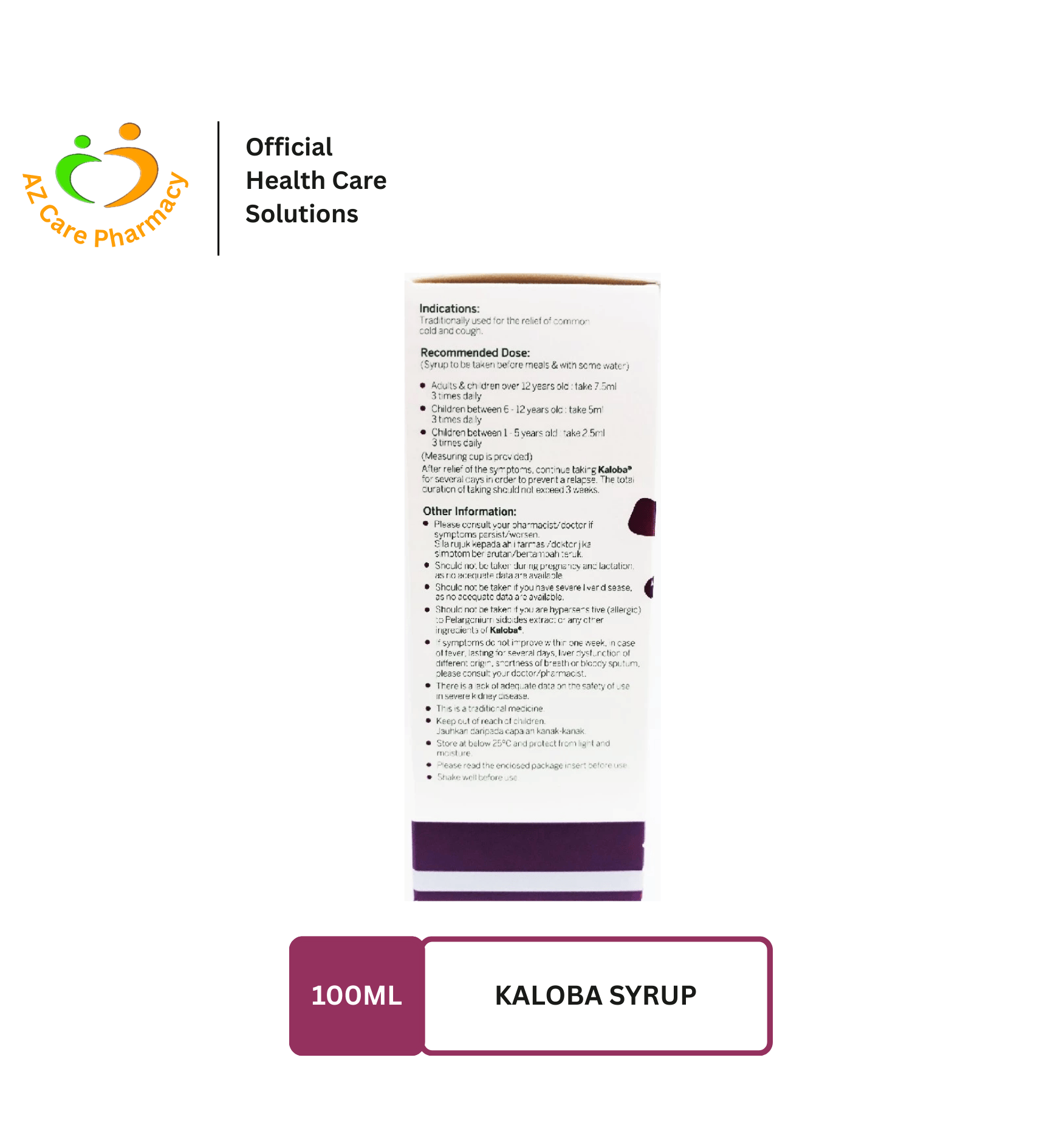 Kaloba Syrup 100ml - Image 2