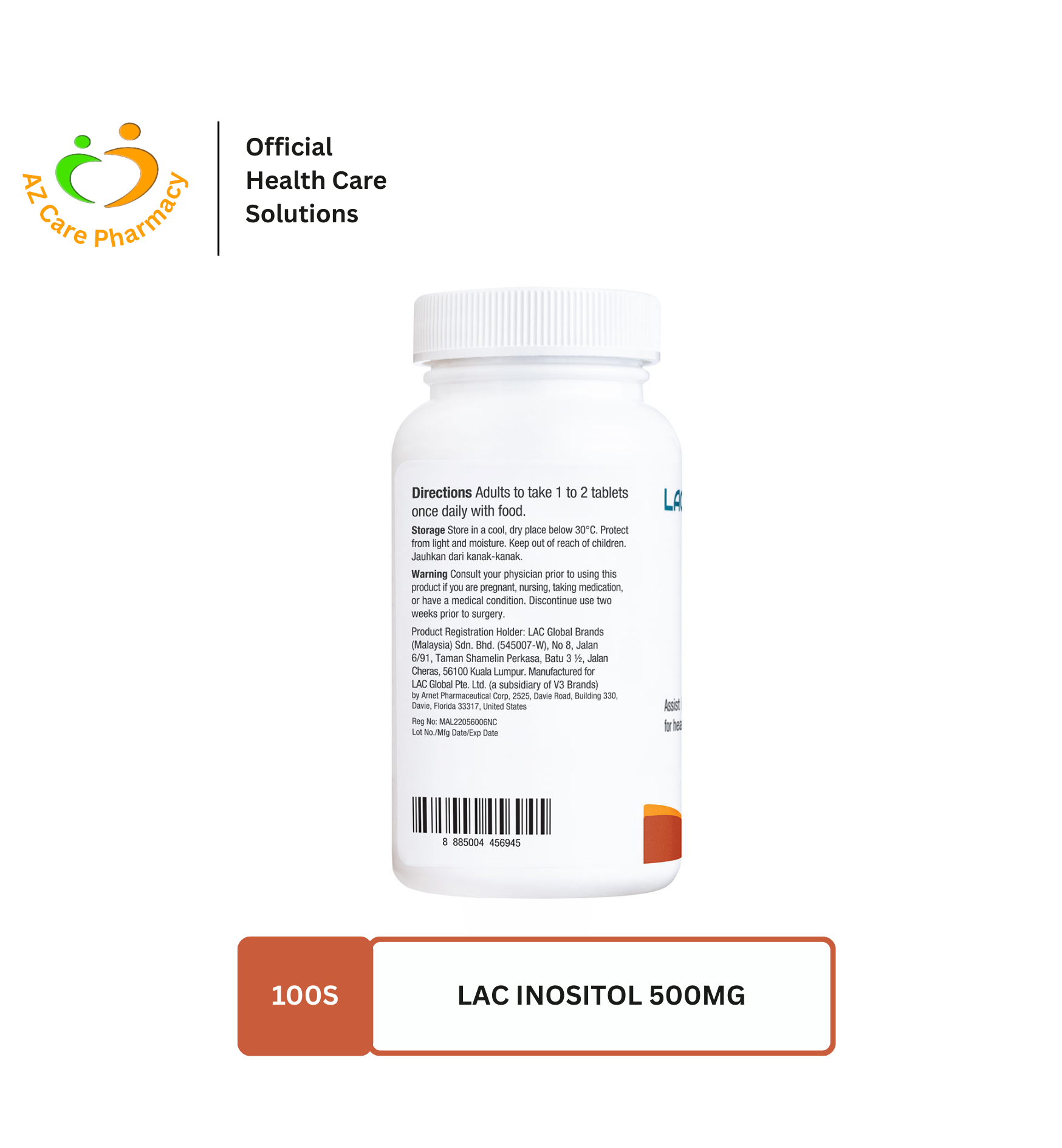 LAC Inositol 500mg 100s - Image 3