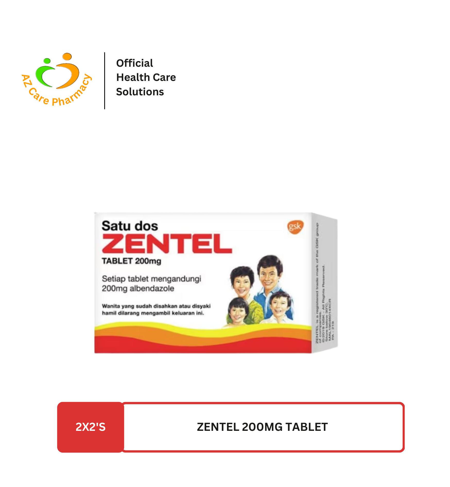 Zentel 200mg 2x2s