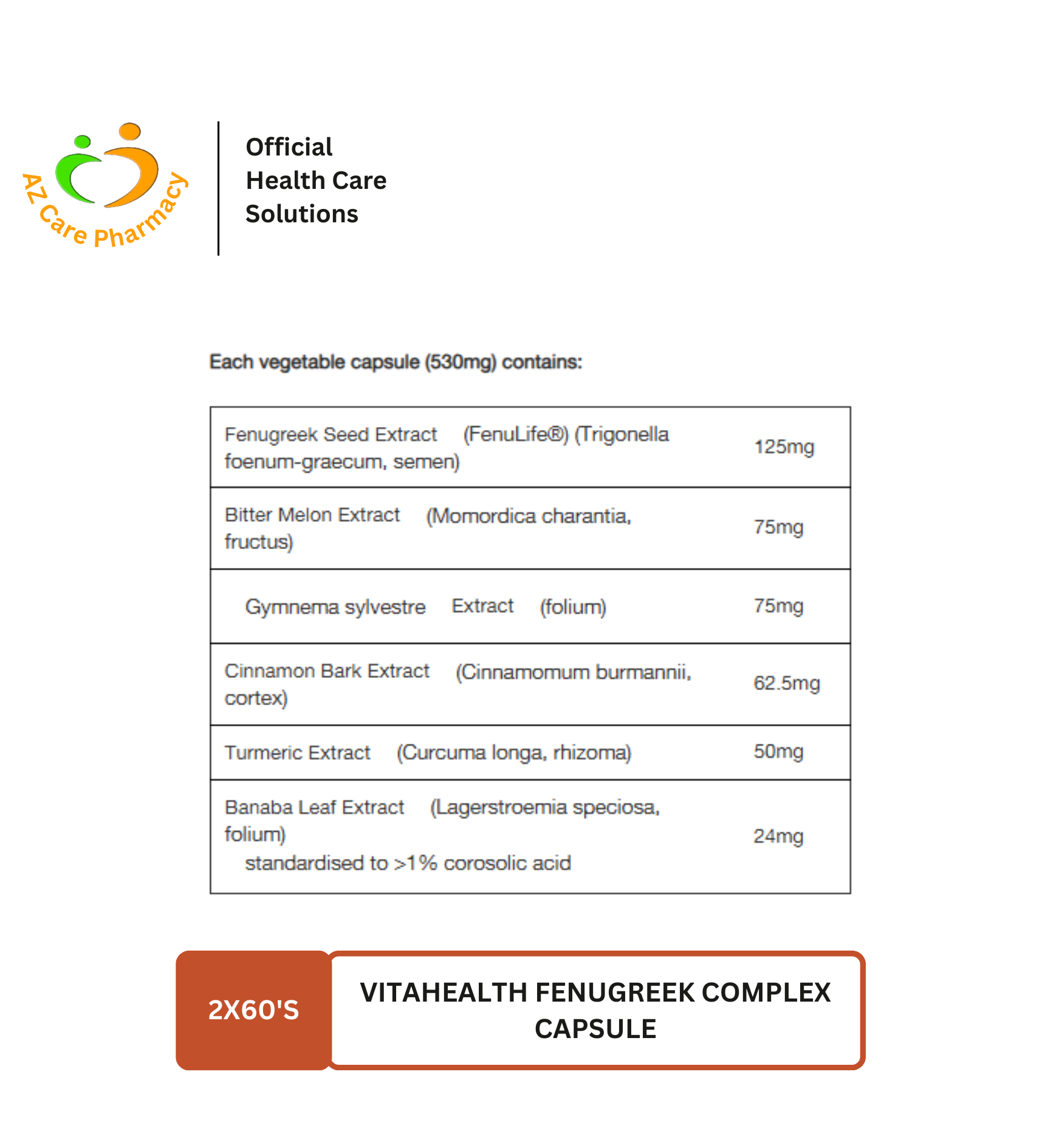 Vitahealth Fenugreek Complex Capsule 2X60s - Image 3