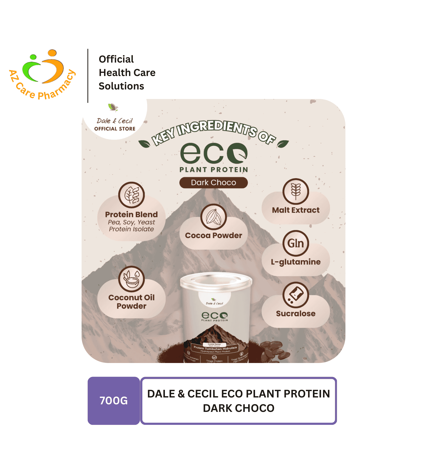 Dale & Cecil Eco Plant Protein Dark Choco 700g - Image 4