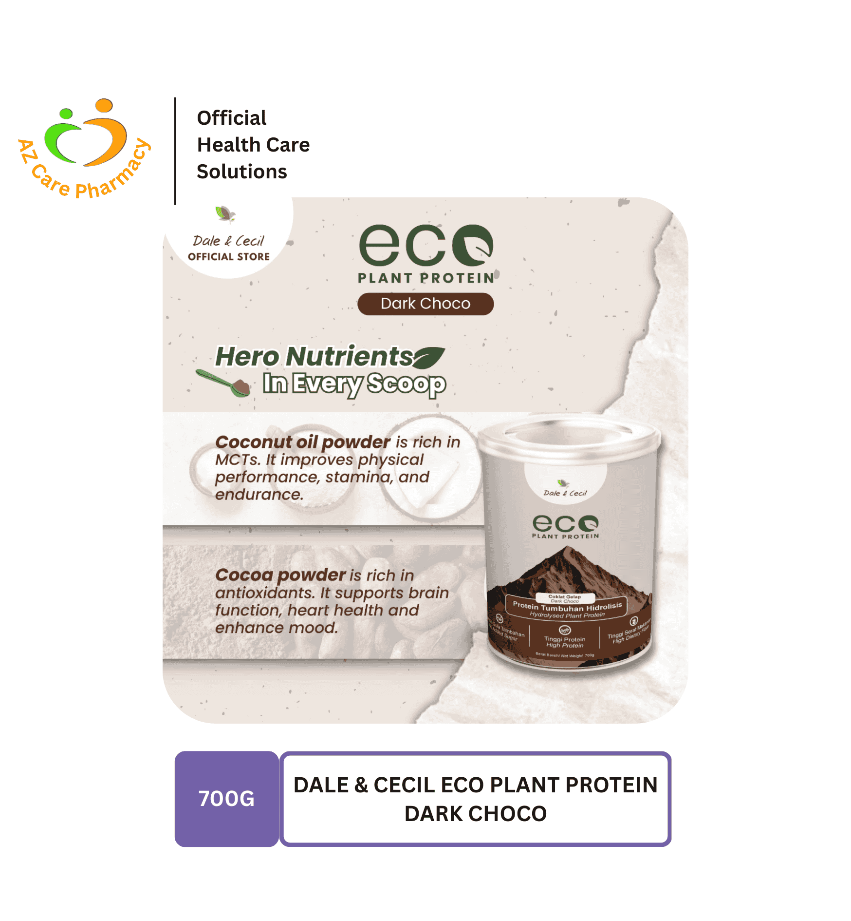 Dale & Cecil Eco Plant Protein Dark Choco 700g - Image 3