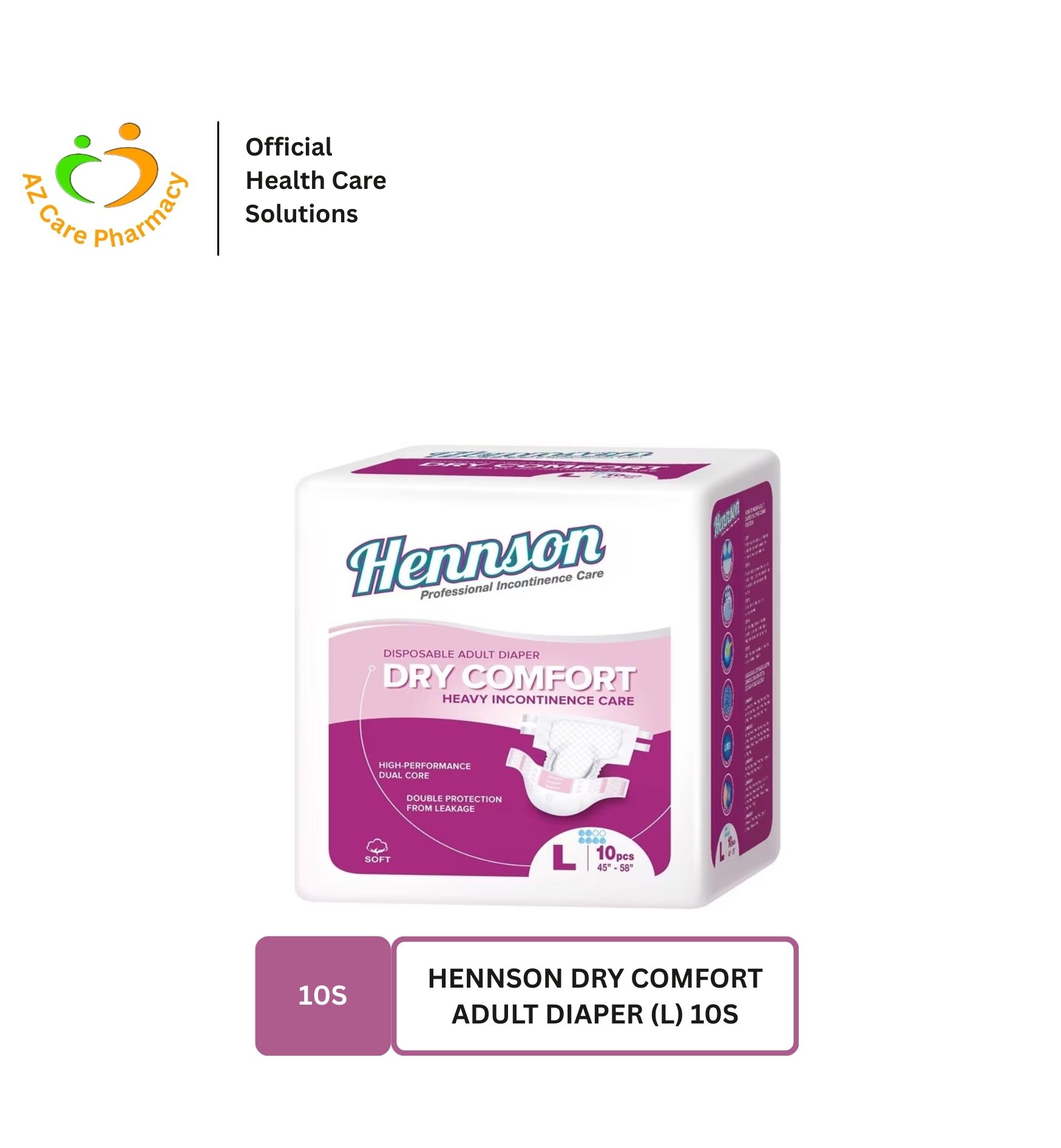Hennson Dry Comfort Adult Diaper (L) 10s - Image 3