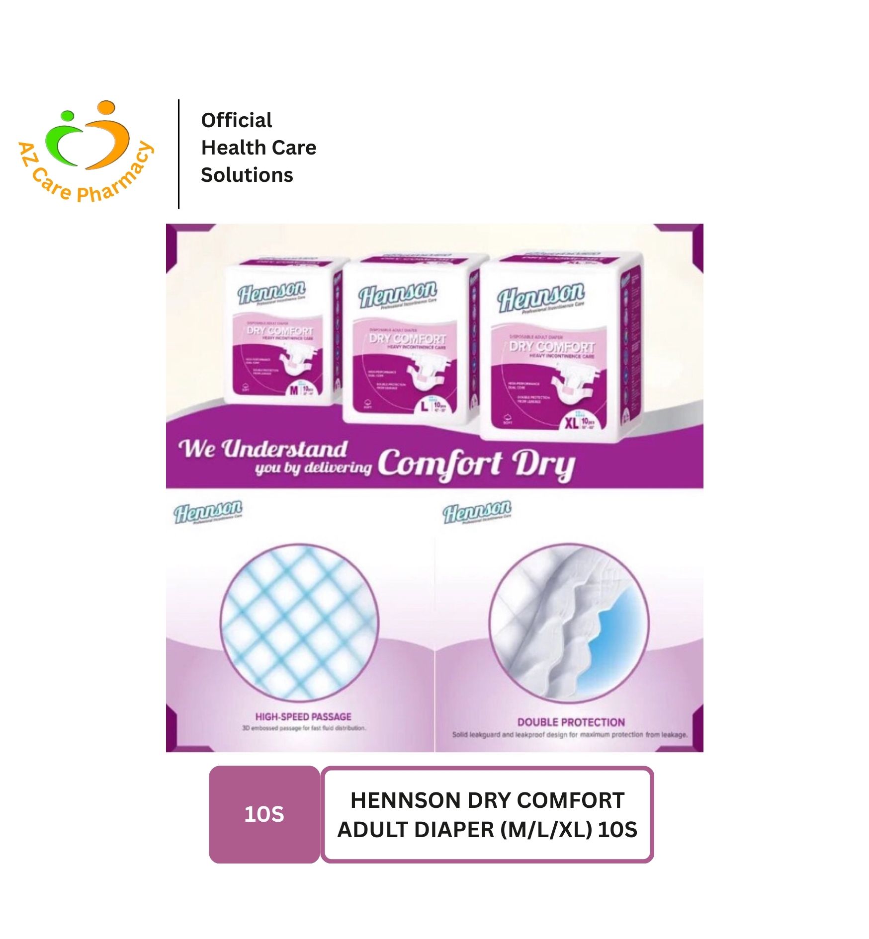 Hennson Dry Comfort Adult Diaper (L) 10s