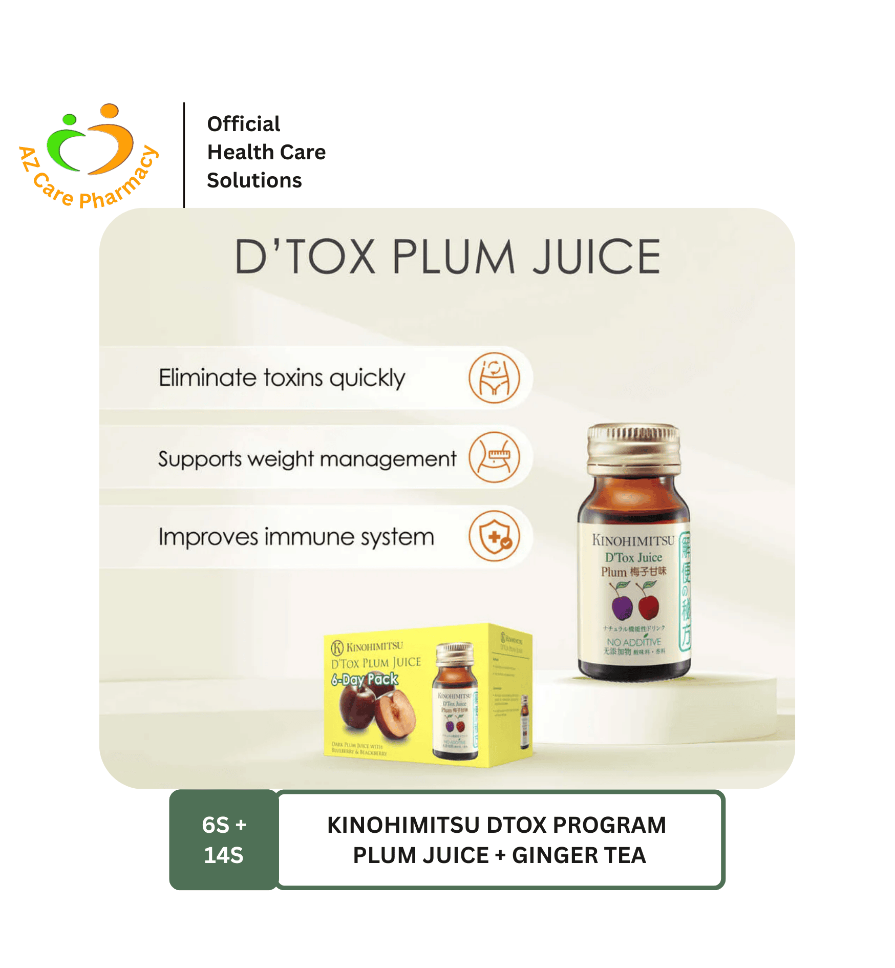 Kinohimitsu Dtox Program Plum Juice 6s + Ginger Tea 14s - Image 2