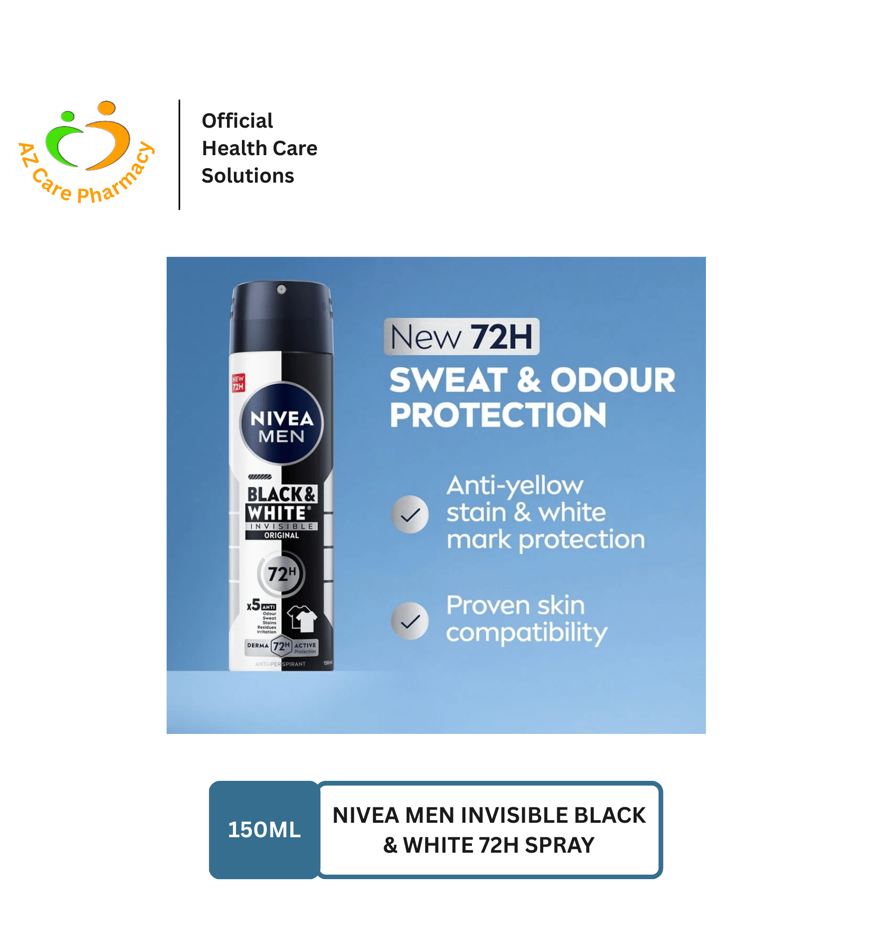 Nivea Men Invisible Black & White 72h Spray 150ml - Image 3
