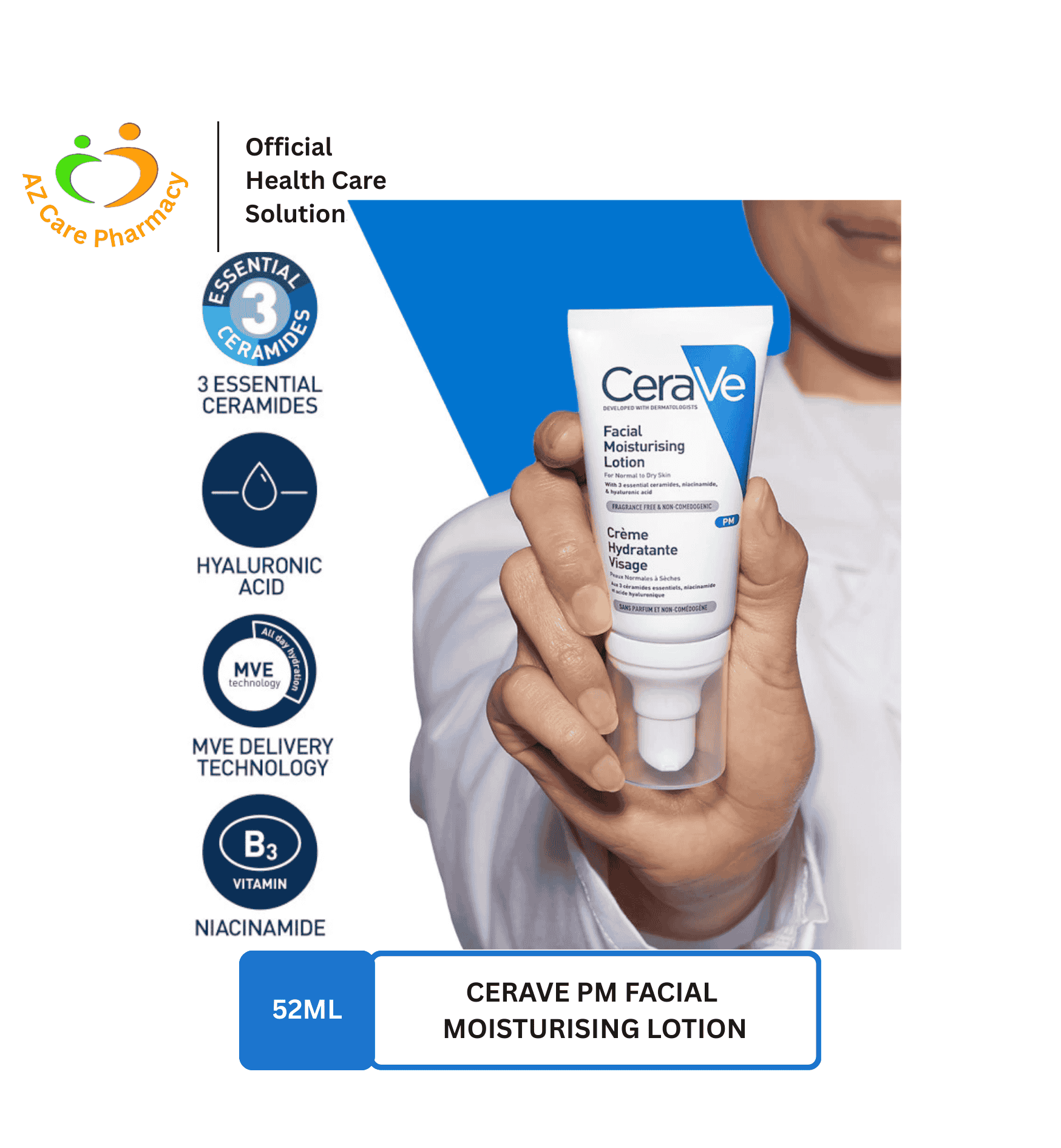 CeraVe PM Facial Moisturising Lotion 52ml - Image 4