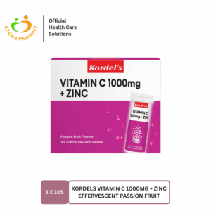 Kordels Vitamin C 1000mg + Zinc Effervescent Passion Fruit 30s