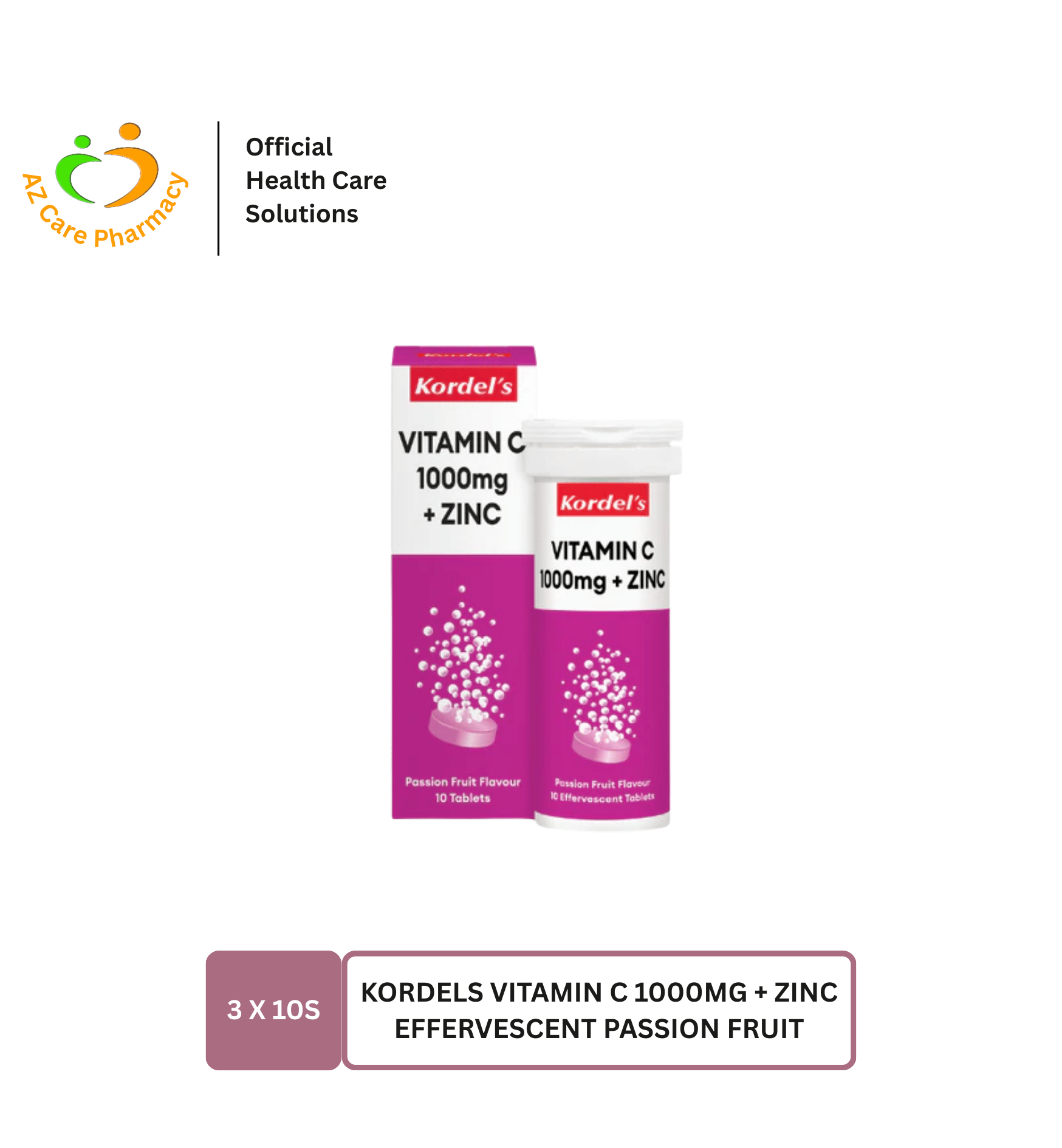 Kordels Vitamin C 1000mg + Zinc Effervescent Passion Fruit 30s - Image 2
