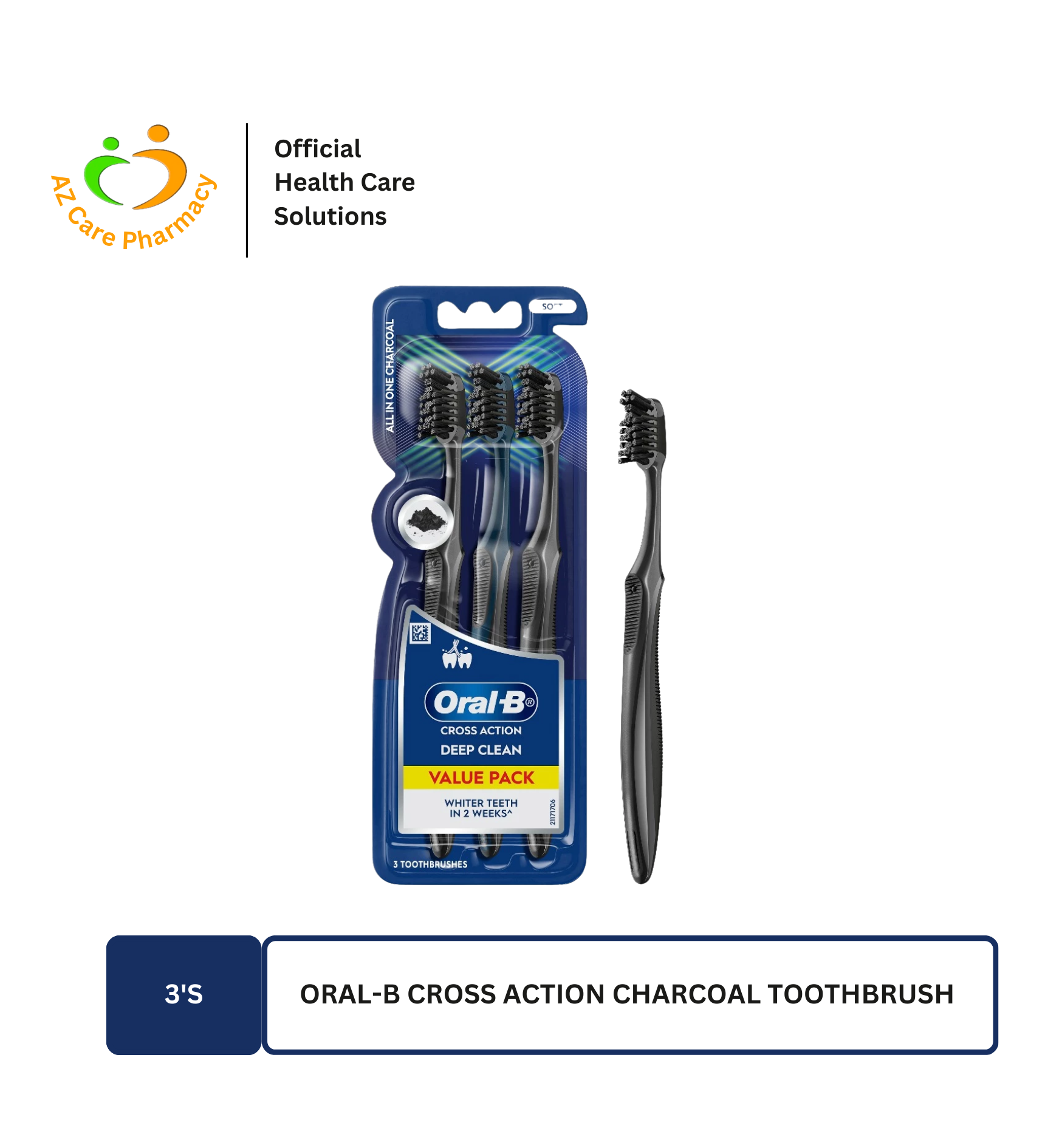 Oral-B Cross Action Charcoal Toothbrush 3s