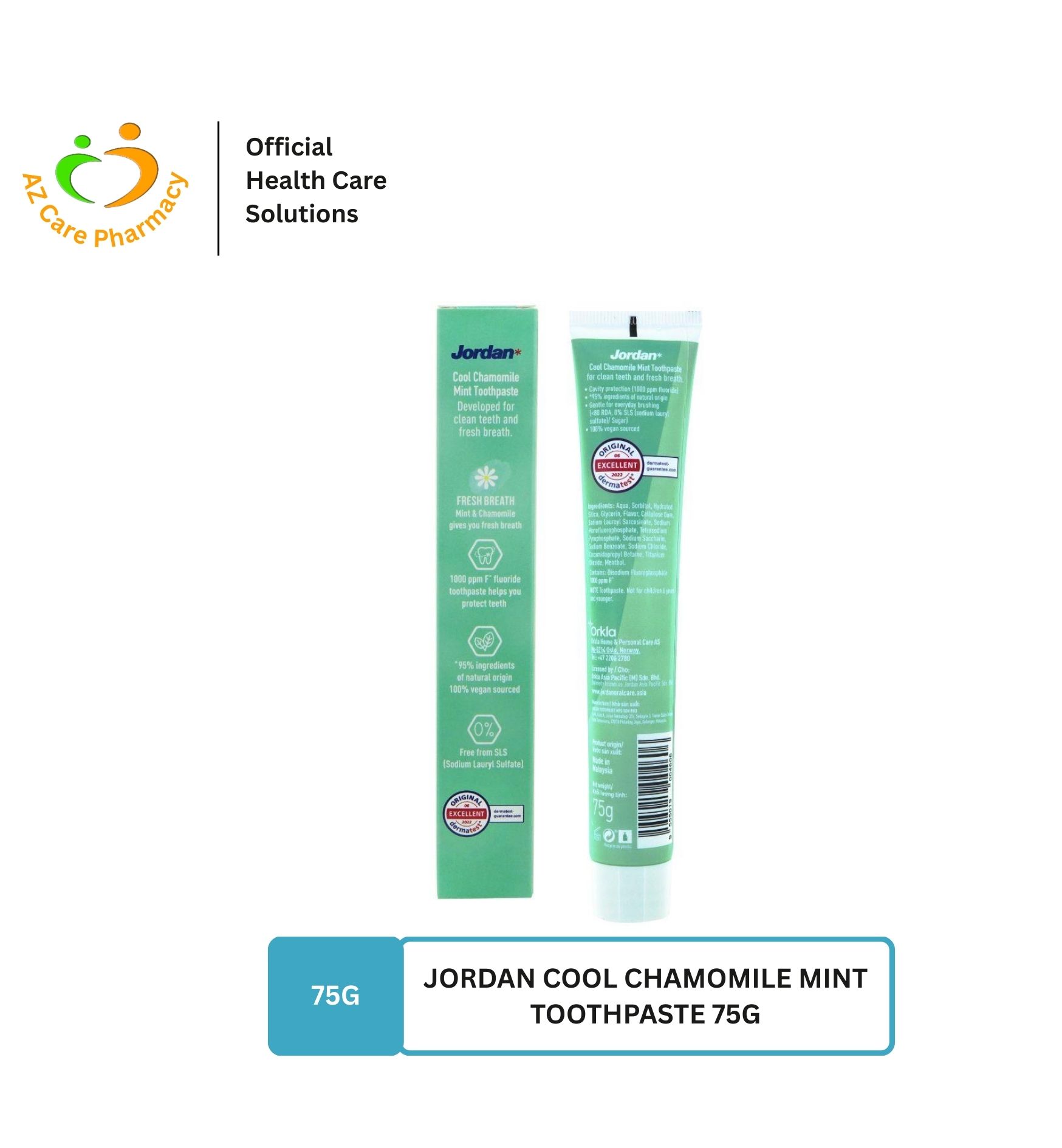 Jordan Cool Chamomile Mint Toothpaste 75g - Image 2