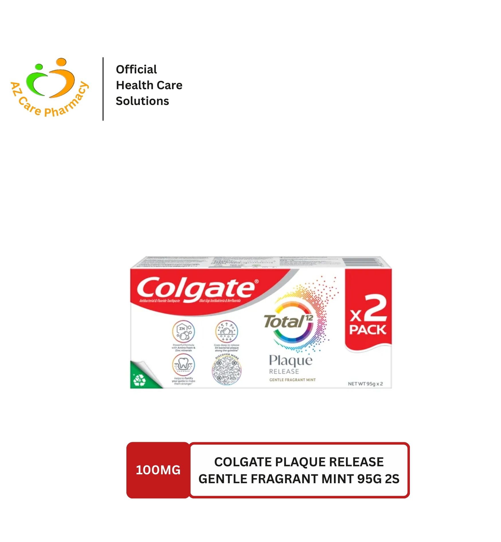 Colgate Plaque Release Gentle Fragrant Mint 95g 2s