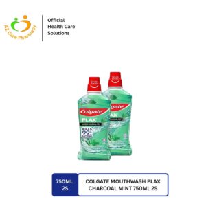 Colgate Mouthwash Plax Charcoal Mint 750ml 2s