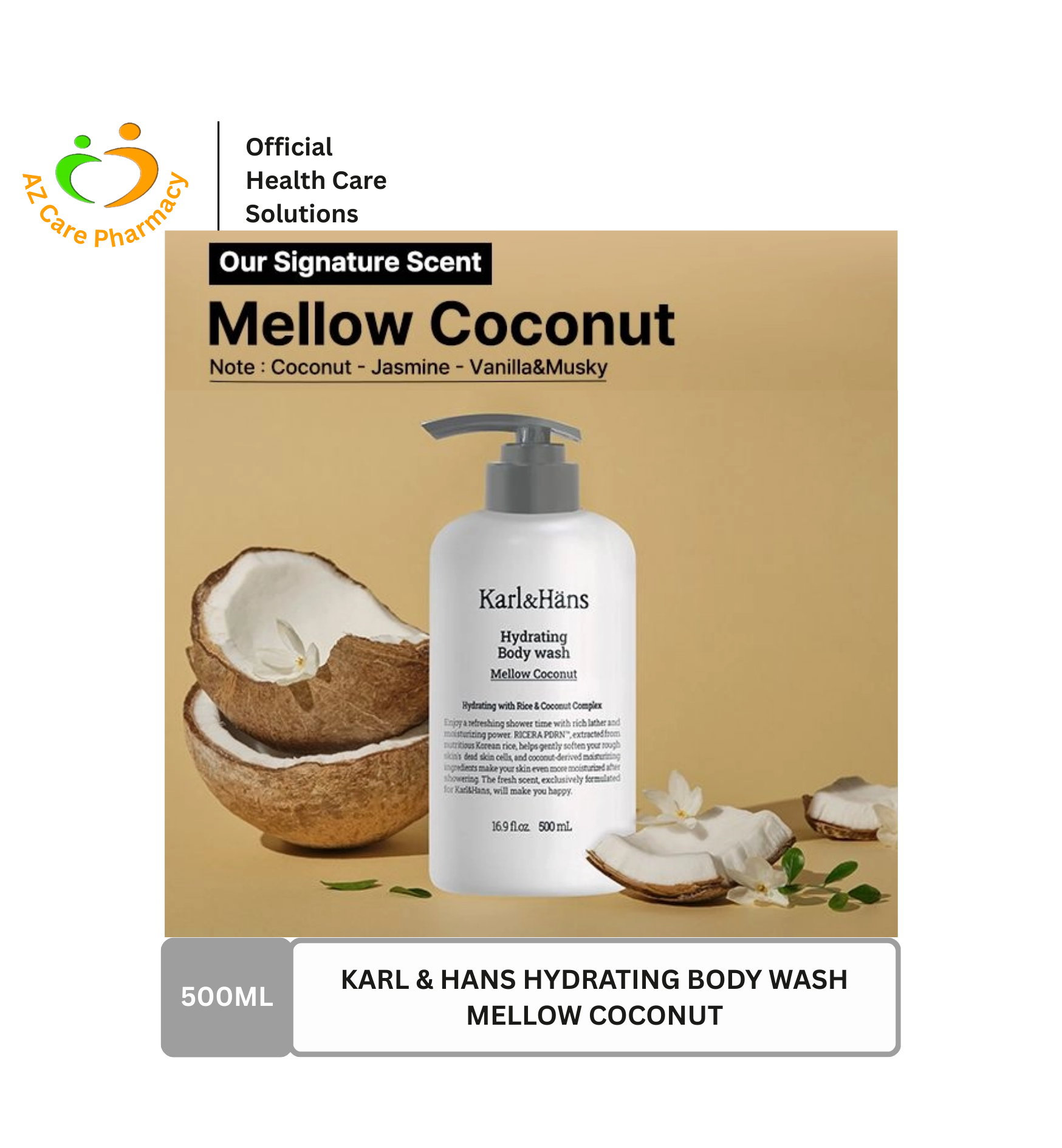 Karl & Hans Hydrating Body Wash Mellow Coconut 500ML - Image 2
