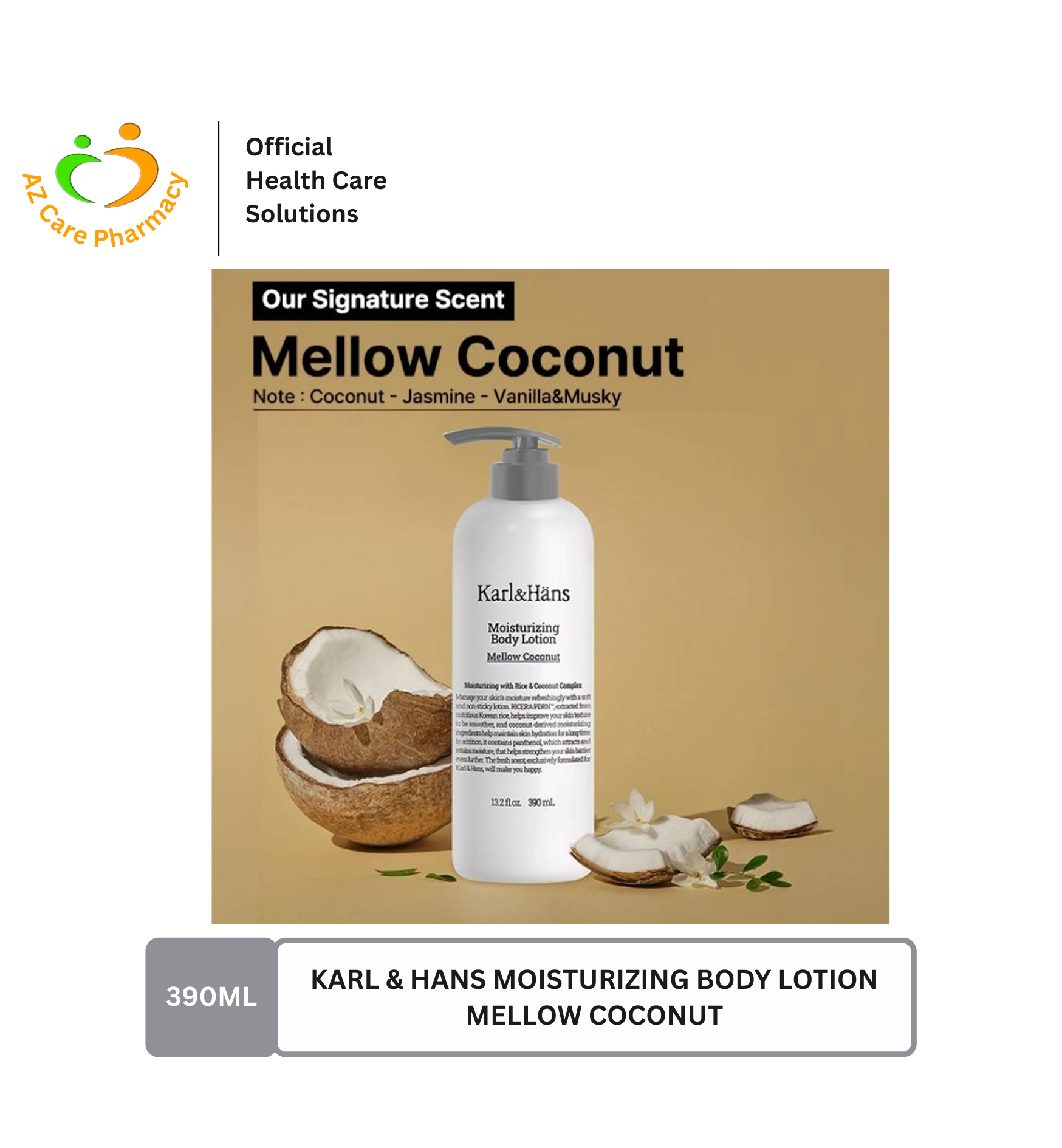 Karl & Hans Moisturizing Body Lotion Mellow Coconut 390ml - Image 2