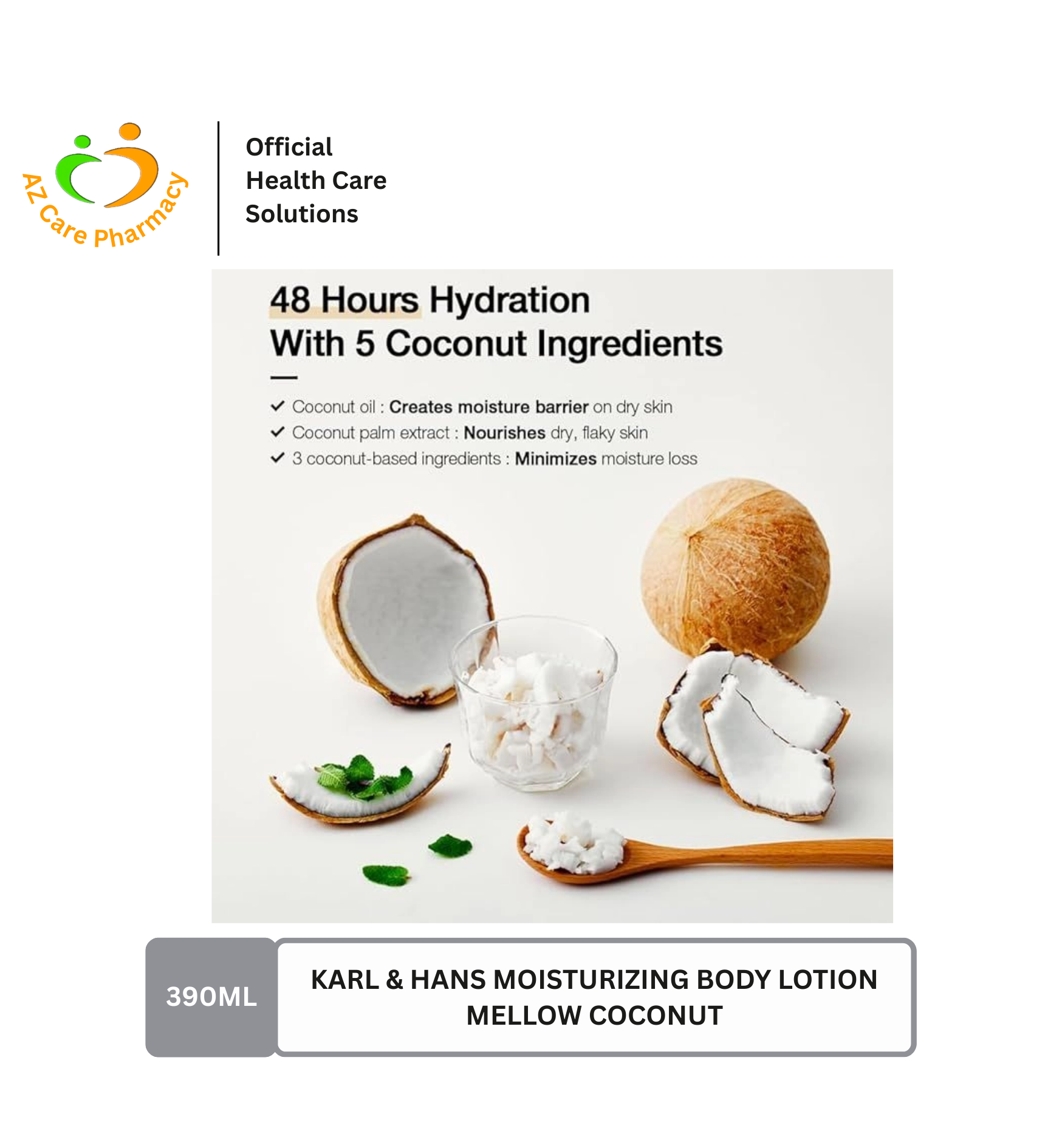 Karl & Hans Moisturizing Body Lotion Mellow Coconut 390ml - Image 3