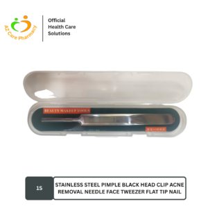 Stainless Steel Pimple Black Head Clip Acne Removal Needle Face Tweezer Flat Tip Nail 1s