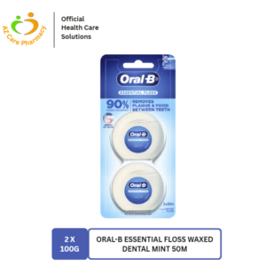Oral-B Rssrntial Flooss Waxed Dental Mint 50m 2 x 100g