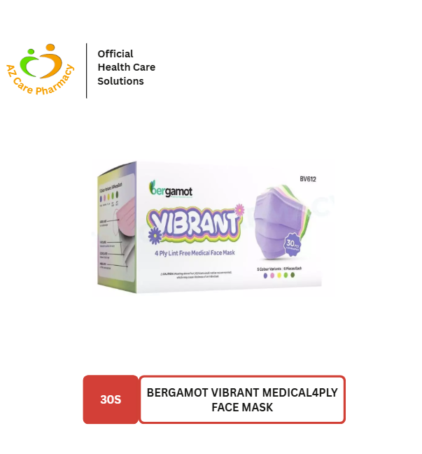 Bergamot Vibrant Medical 4 ply Face Mask 30s