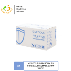 Medicos Sub Micron 4 ply Surgical Face Mask (Snow White) 50s