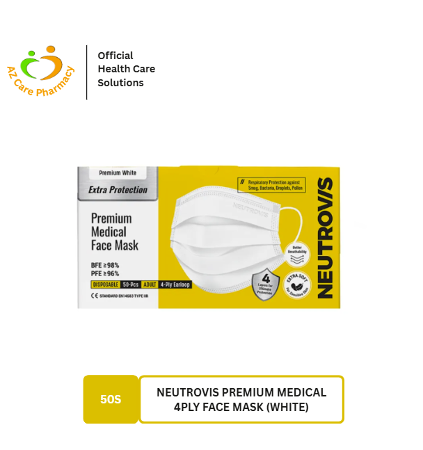 Neutrovis Premium Medical 4ply Face Mask (White) 50s