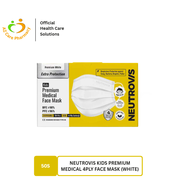 Neutrovis Kids Premium Medical 4ply Face Mask (White) 50s